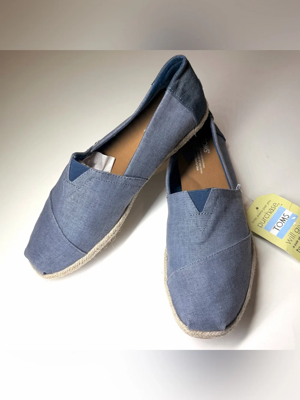TOMS Mens Coated Linen Rope Sole Classics Deep Ocean Espadrilles Size- 10